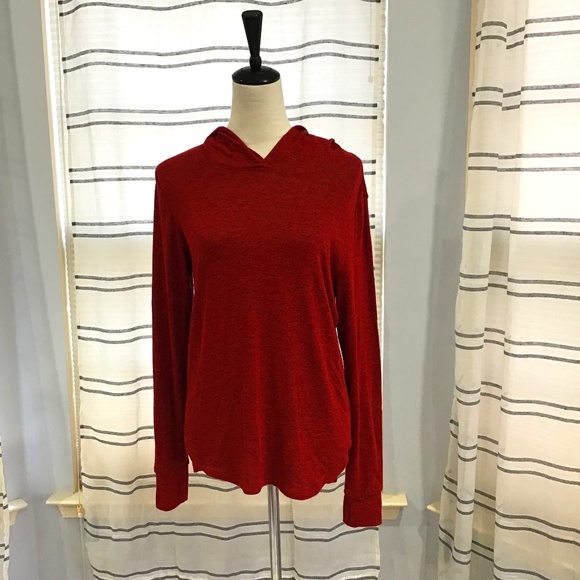Cuddl Duds Sweaters - Cuddi Duds Women Size Med Red Heather Soft Knit Long Sleeve Hooded Sweater Thumb